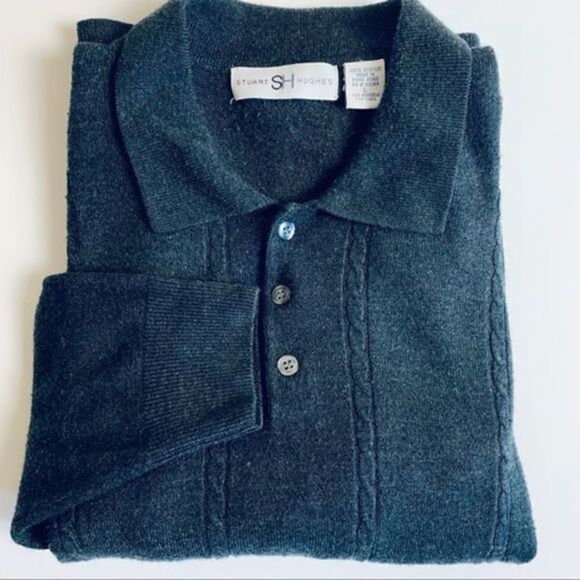 Stuart Hughes Button Collar Sweater - Large - Picture 2 of 4